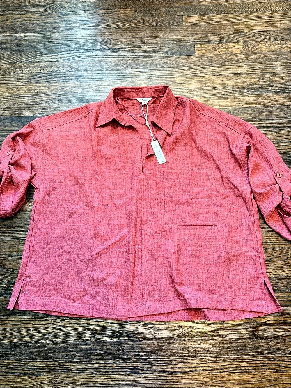 Max Studio Linen-Style Button Down in rust  XL NWT